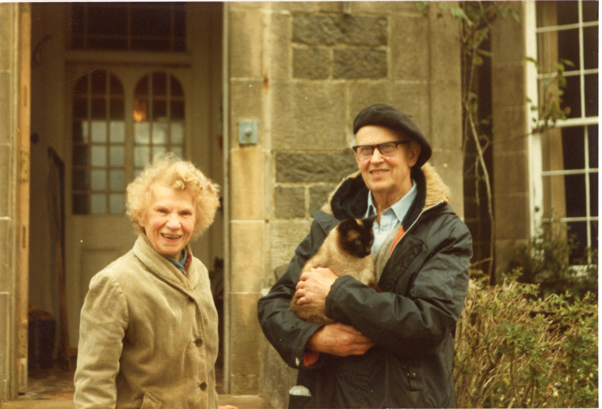 Margaret and her husband, John Lorne Campbell, in front of Canna House