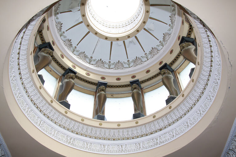 The beautifully ornate cupola above the main staircase in Holmwood