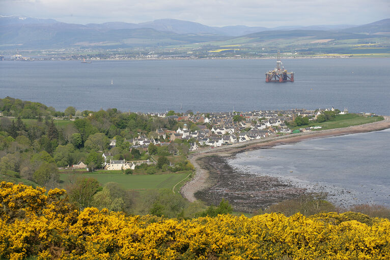 A view of Cromarty Firth and village