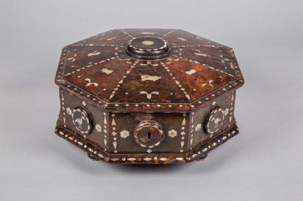 A decorative tea caddy from Crathes Castle.