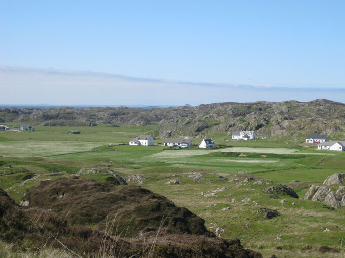 A sunny landscape view of Iona