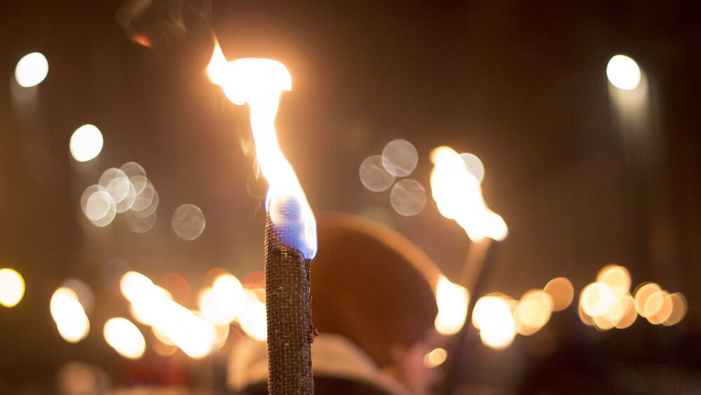 Torchlight procession flames