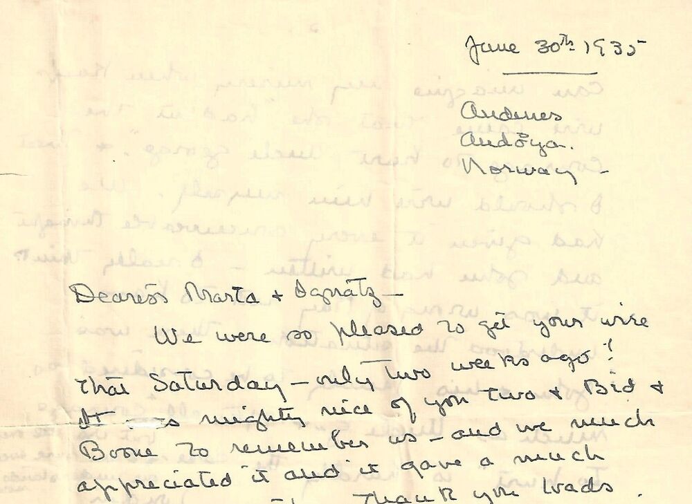 Part of a page of an old handwritten letter, using black ink. The pages below are faintly showing through.