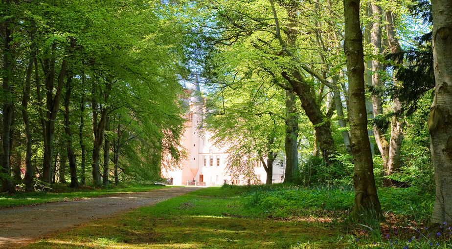Brodie Castle seen through the woods