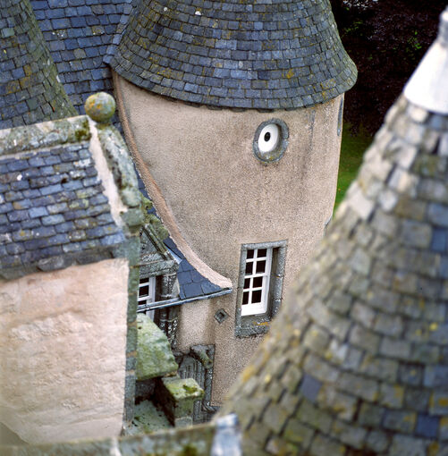 Close-up of the Castle Fraser towers