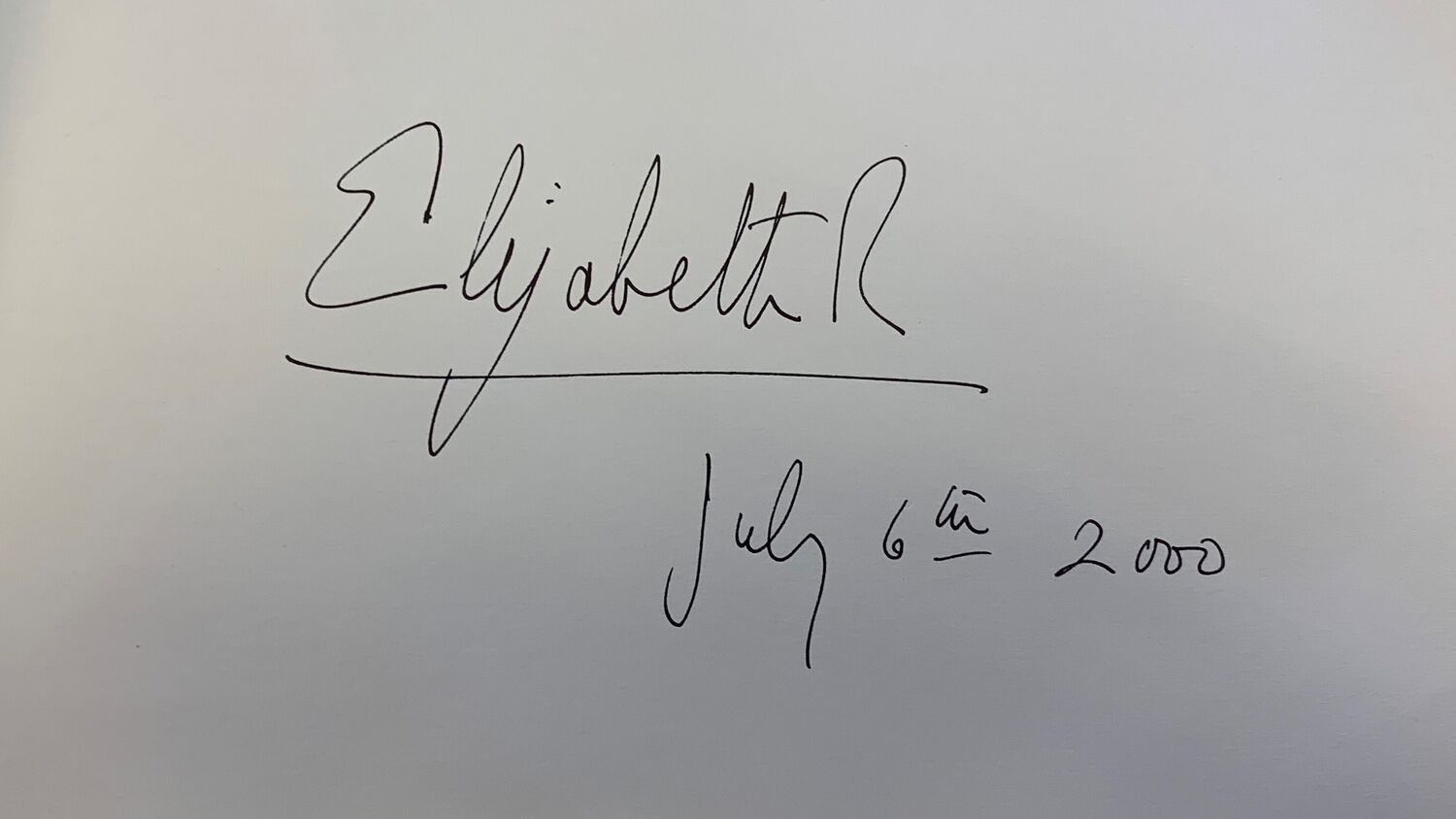 A document with the Queen's signature, dated July 6th 2000